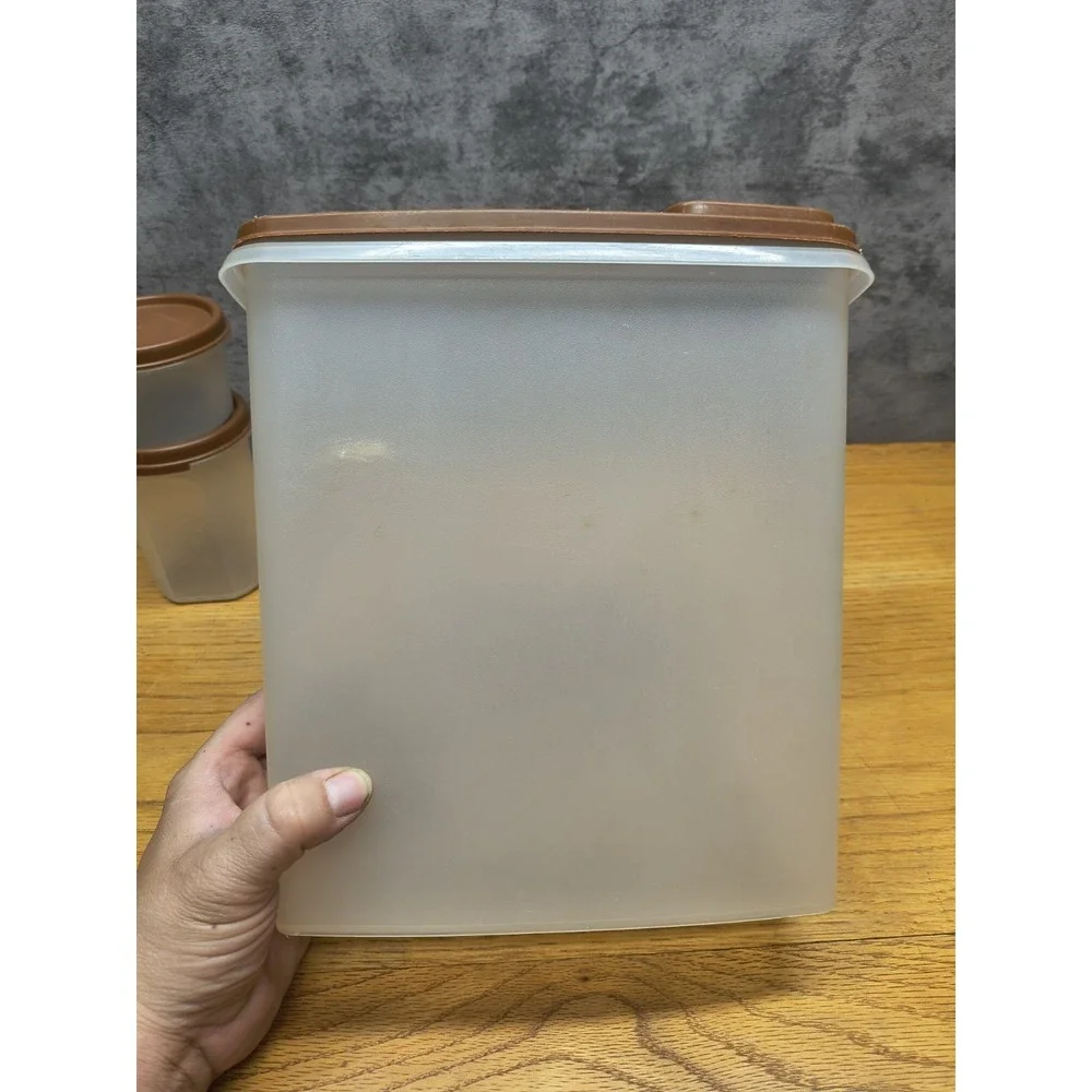 Lot of  3  Brown Lid Tupperware‎ Modular Mates - Storage